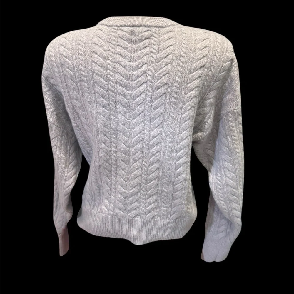 Sweaty Betty Women's Cable Cashmere Wool Blend Sweater Size Large Lavender Gray